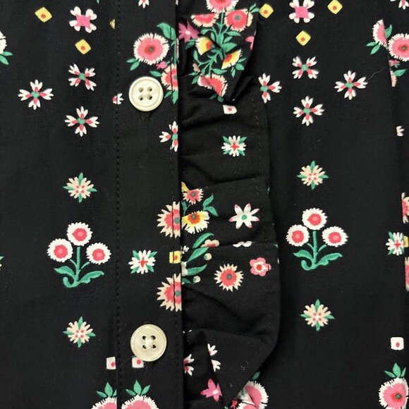 NWT Ann Taylor Womens Top Ruffle Floral Boho Feminine Cottage Whimsigoth Black L - Picture 3 of 8